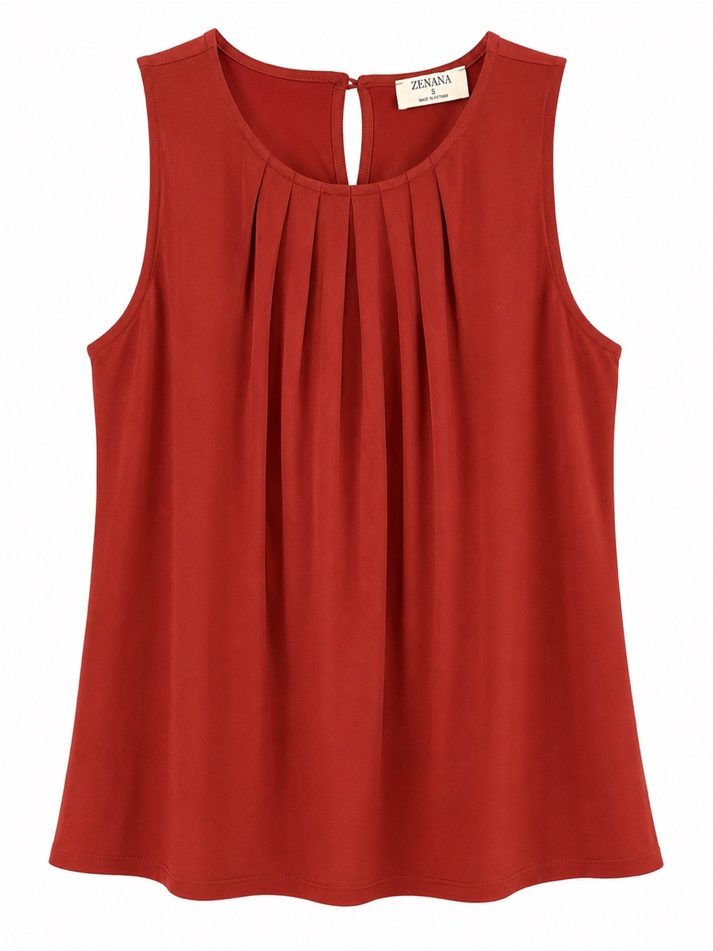 Zenana Outfitters Rust Pleated Sleeveless Camisole